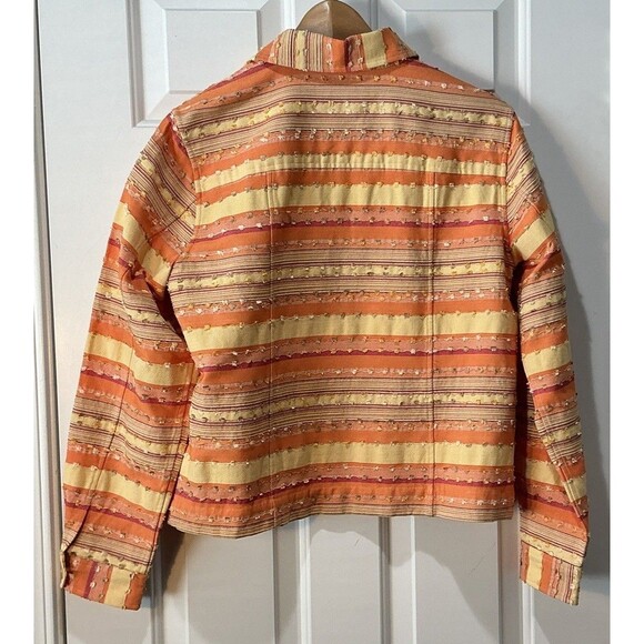 VINTAGE Bonnie & Norma Button Blazer Jacket Embroidered Striped Aztec Boho Large - Picture 4 of 7